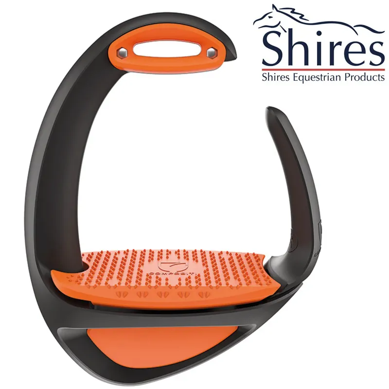 Shires Compositi Ellipse Stirrups - Comfort + - Black and Orange 